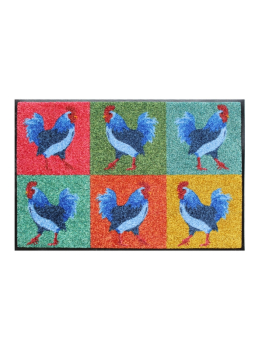 Fussmatte  COQS POP ART MULTICOLORE